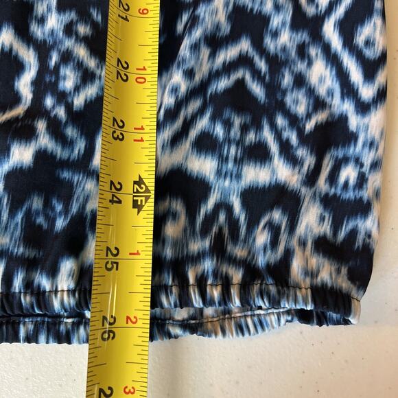 CHICO'S chicos Size 2 Large IKAT SCOOP NECK FRONT PEASANT boho bohemian blue - Picture 8 of 13